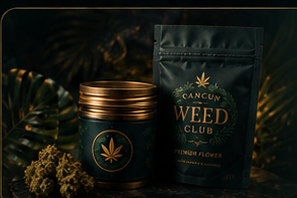 Cancun Weed Club signature jar and pouch